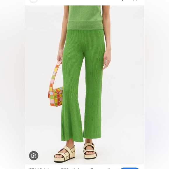 Staud Artemus Ribbed Jersey Pant (Green) - Picture 2 of 4